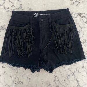 Black fringe shorts